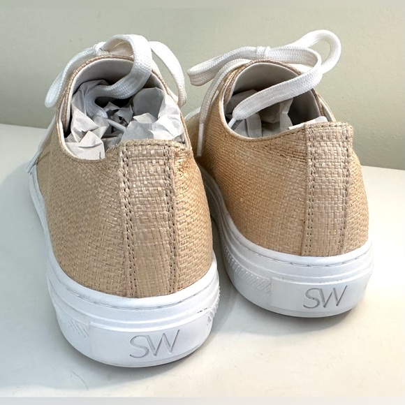 STUART WEITZMAN Ollie Sneakers Woven Raffia Lace Up Shoes Low Top Straw Natural - Picture 9 of 14